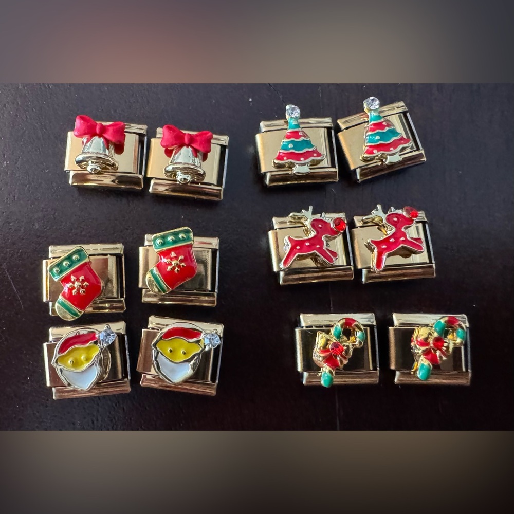 🎄 Festive Christmas Italian Charms – Gold Tone Holiday Collection 🎅✨